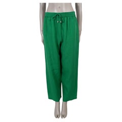 CAROLINA HERRERA grüne Leinenhose mit weitem Bein, Größe M