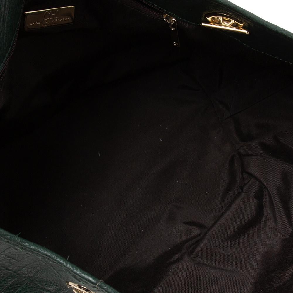 De las mujeres Carolina Herrera Bolso verde de asa de cadena de piel con monograma en relieve