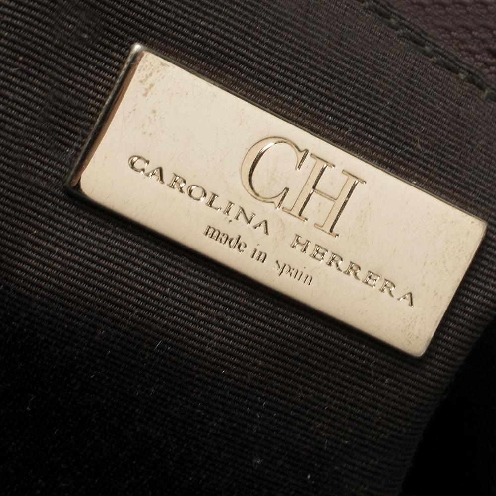 Carolina Herrera Green Monogram Leather Chain Hobo 5