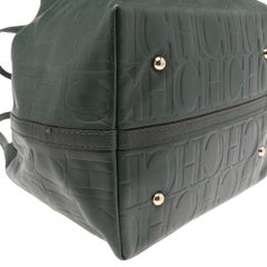 Carolina Herrera Green Monogram Leather Matryoshka Tote