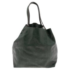 Carolina Herrera Green Monogram Leather Matryoshka Tote