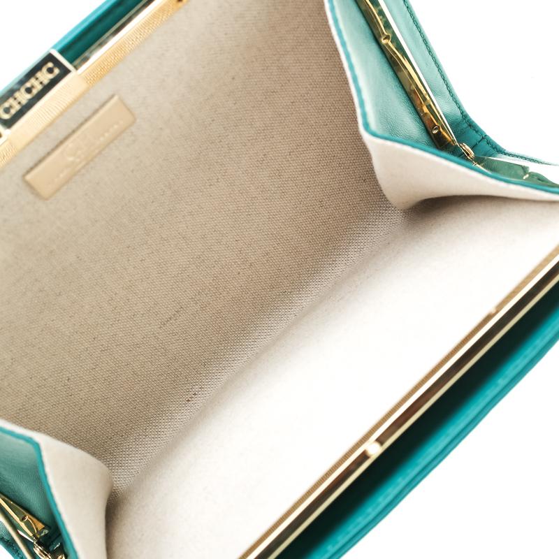 Carolina Herrera Green Quilted Leather Frame Shoulder Bag 2