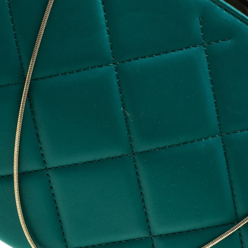 Carolina Herrera Green Quilted Leather Frame Shoulder Bag 3