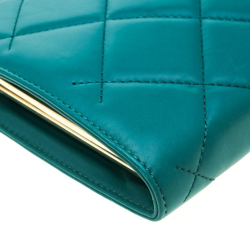 Carolina Herrera Green Quilted Leather Frame Shoulder Bag 4