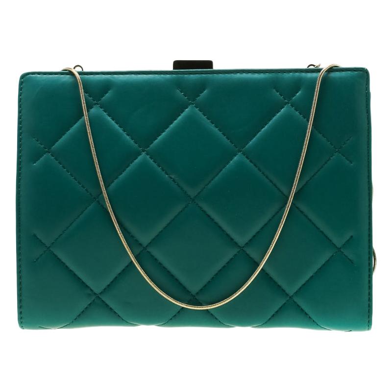 Carolina Herrera Green Quilted Leather Frame Shoulder Bag