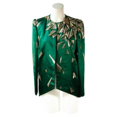 Carolina Herrera Green Silk Beaded Blazer 