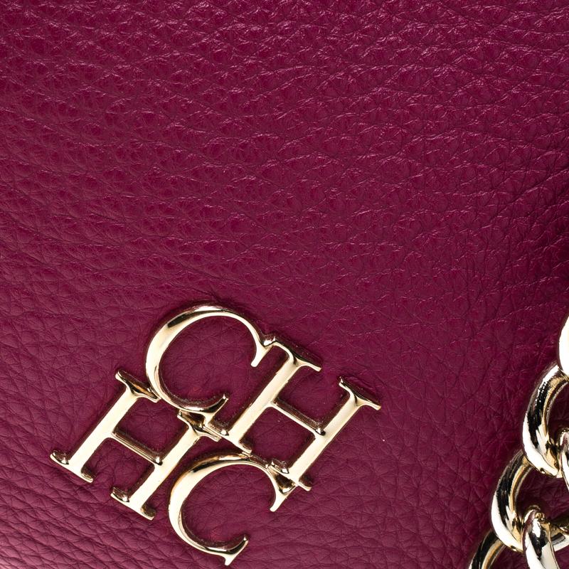 Carolina Herrera Hot Pink Leather Chain Tassel Shoulder Bag 2