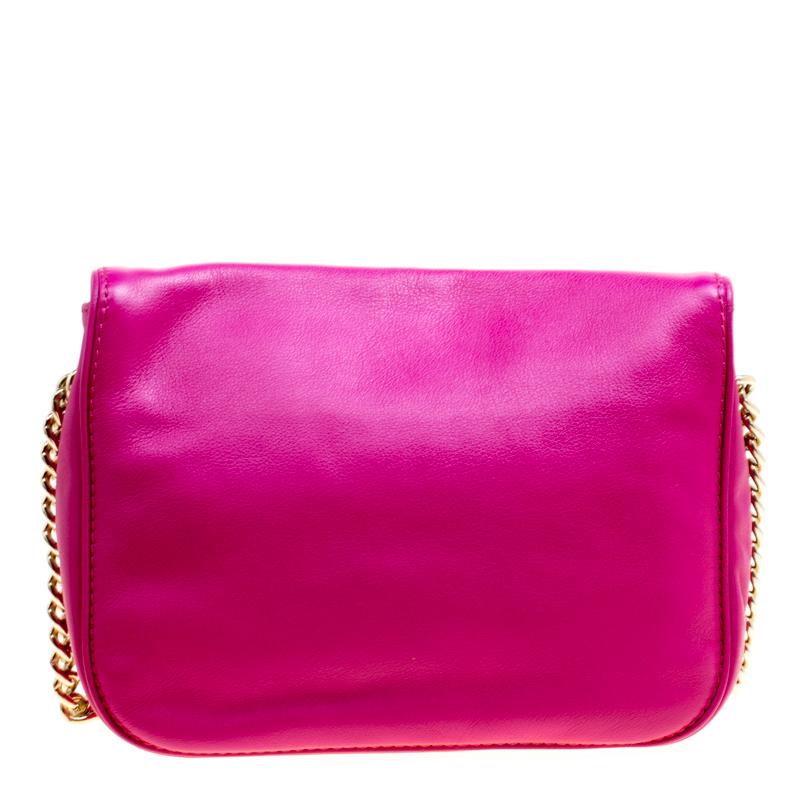 Women's Carolina Herrera Hot Pink Leather New Baltazar Flap Shoulder Bag