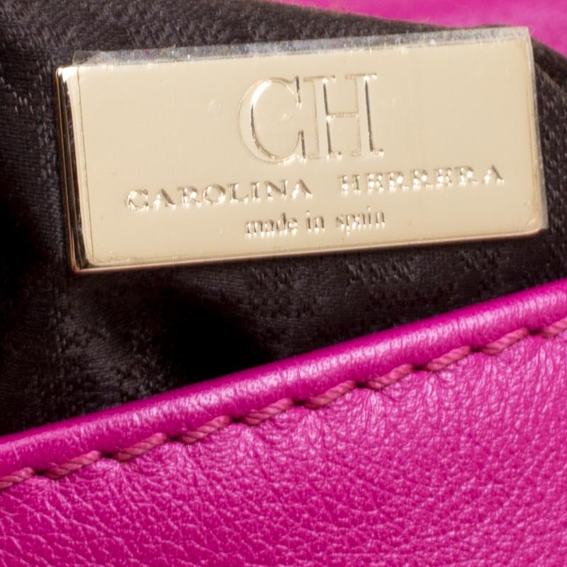 Carolina Herrera Hot Pink Leather New Baltazar Flap Shoulder Bag 2
