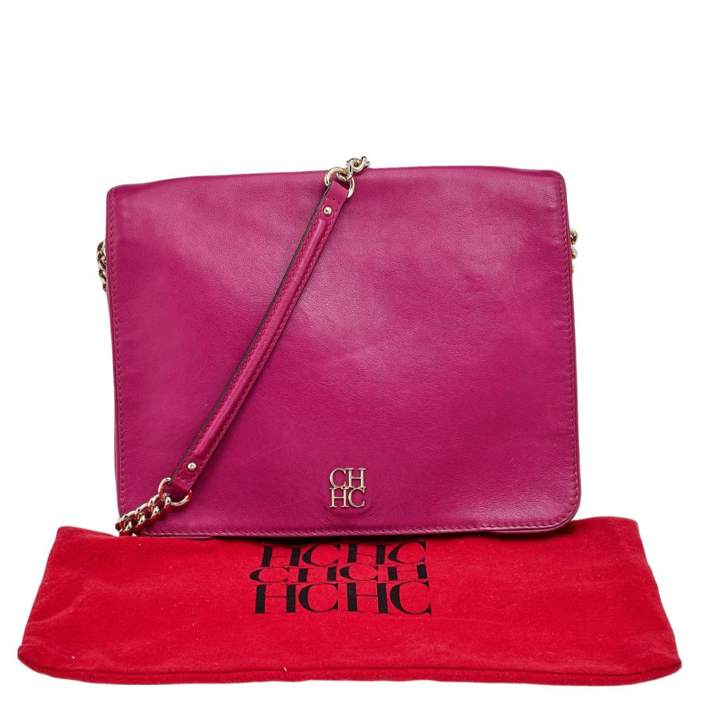 Carolina Herrera Hot Pink Leather New Baltazar Shoulder Bag 4