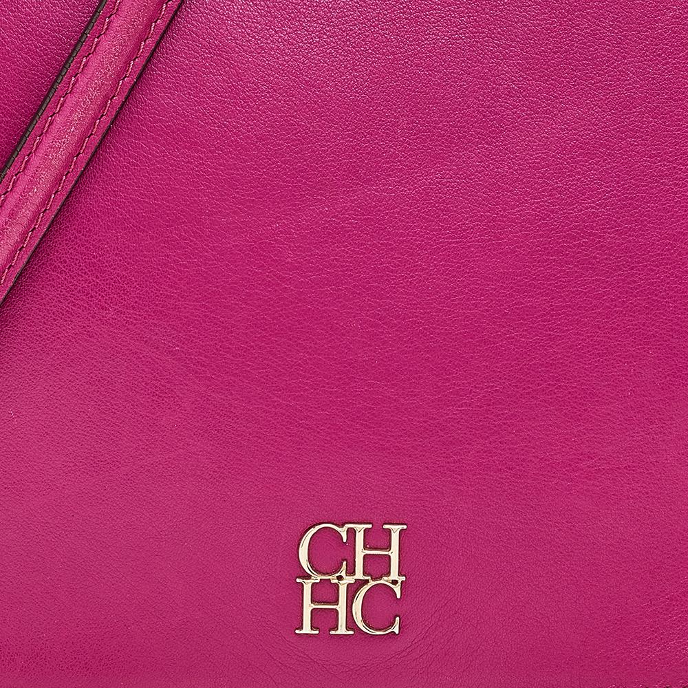 Carolina Herrera Hot Pink Leather New Baltazar Shoulder Bag In Good Condition In Dubai, Al Qouz 2