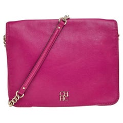 Carolina Herrera Hot Pink Leather New Baltazar Shoulder Bag