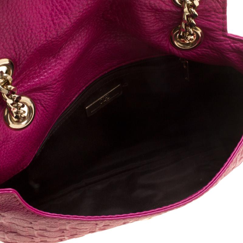 Carolina Herrera Hot Pink Monogram Leather Audrey Shoulder Bag 2