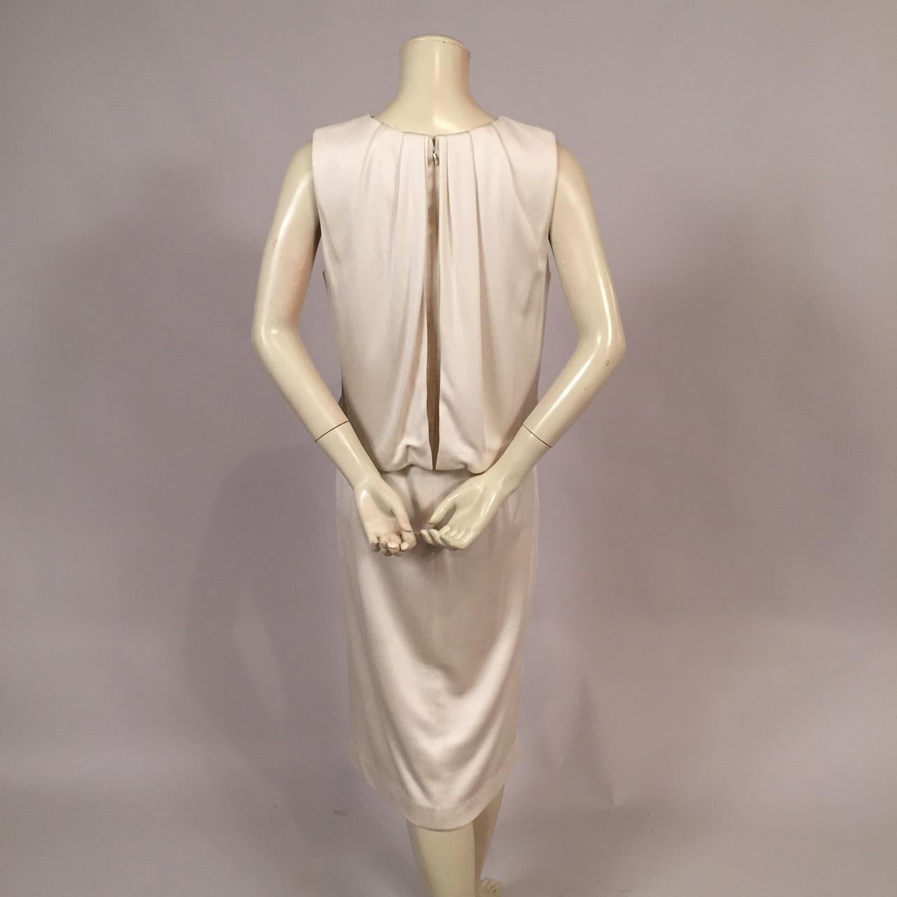 Beige Carolina Herrera Ivory Silk Knit Dress For Sale