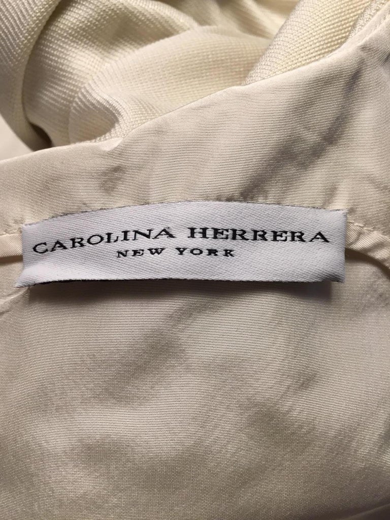 Carolina Herrera Ivory Silk Knit Dress For Sale 3