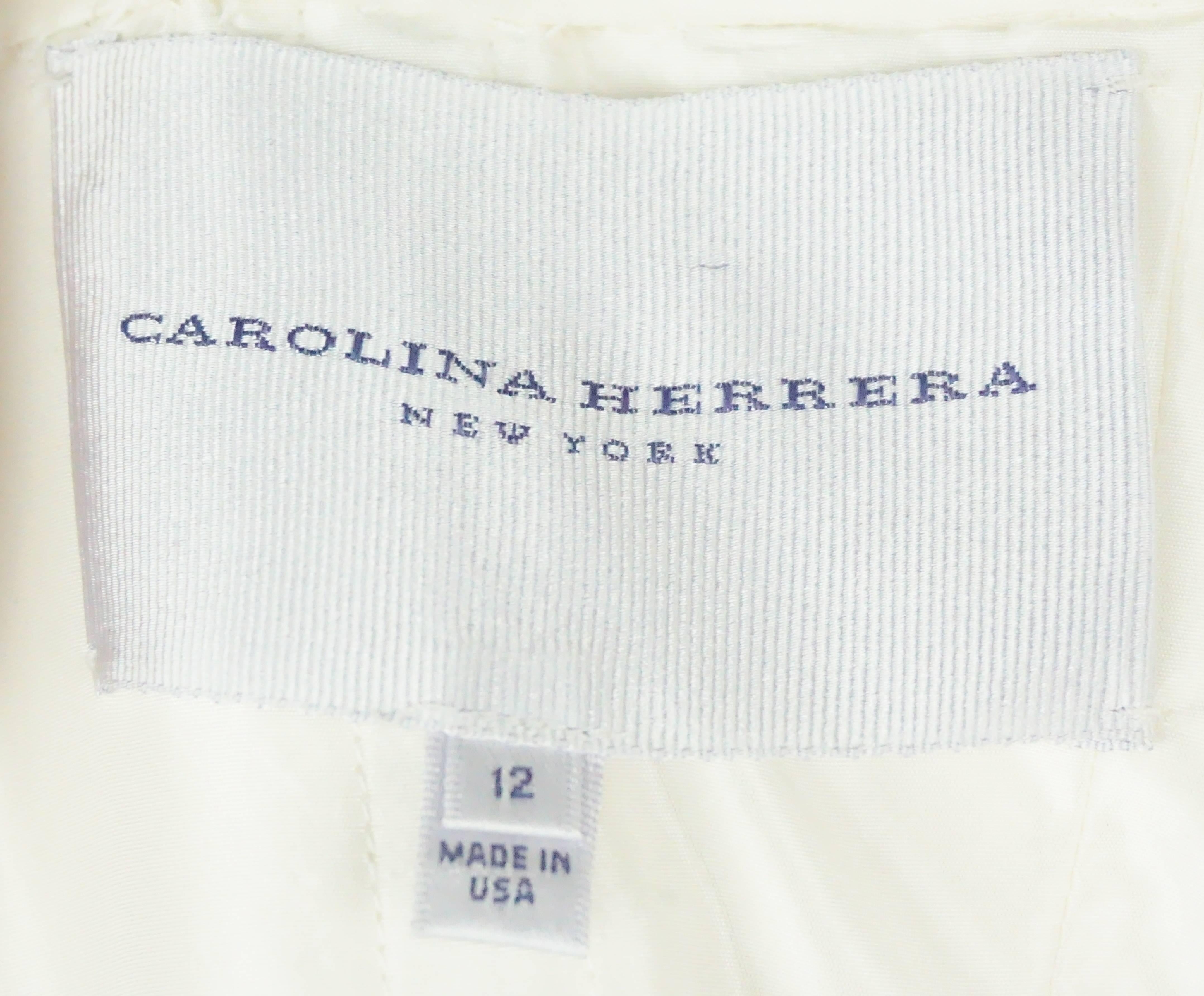 Carolina Herrera Ivory Silk Strapless Ball Gown  2