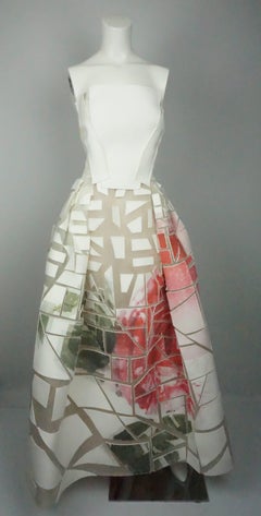 Carolina Herrera Ivory Silk Strapless Ball Gown