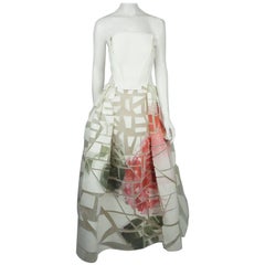 Carolina Herrera Ivory Silk Strapless Ball Gown