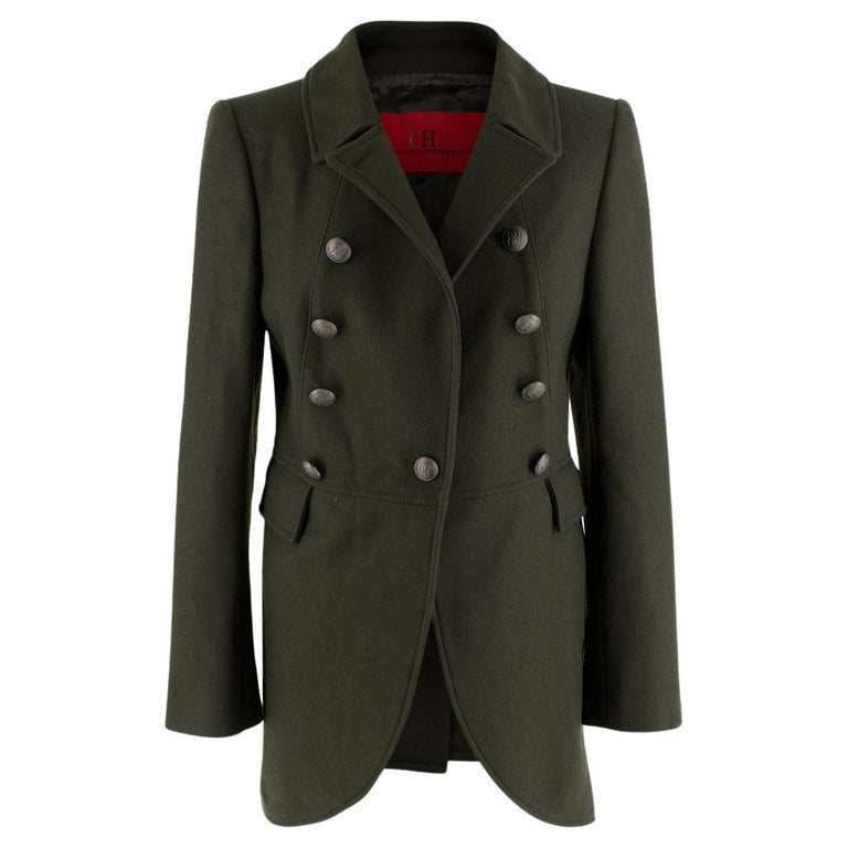 Carolina Herrera Khaki Wool-Blend Military Jacket For Sale at 1stDibs