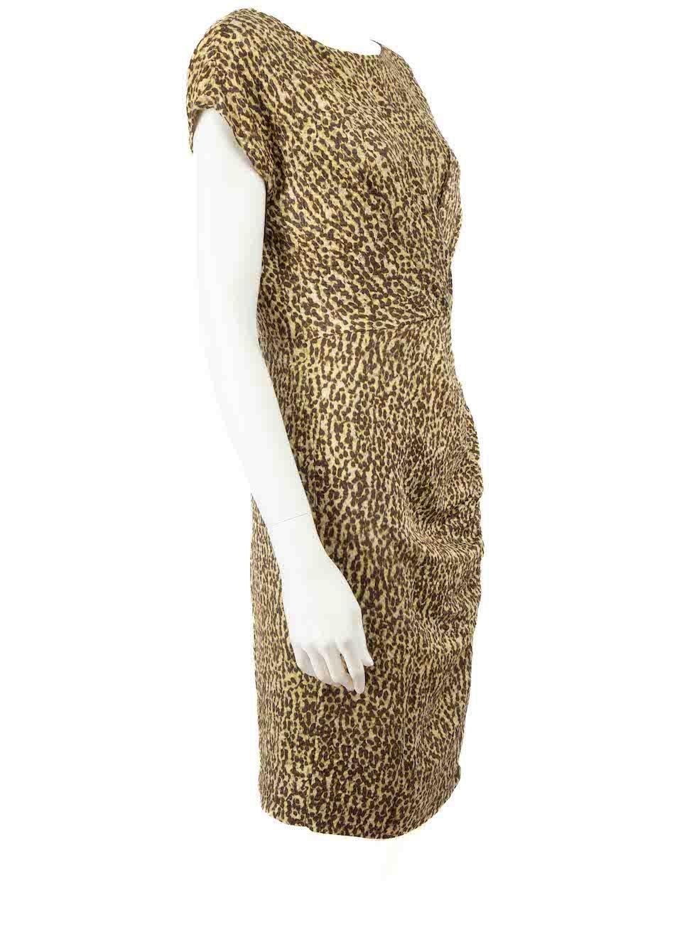 CONDITION is Very good. Minimal wear to dress is evident. Minimal wear to the front and back with pulls to the weave on this used Carolina Herrera designer resale item.
 
 Details
 Multicolour
 Wool
 Dress
 Leopard print
 Knee length
 Short sleeves

