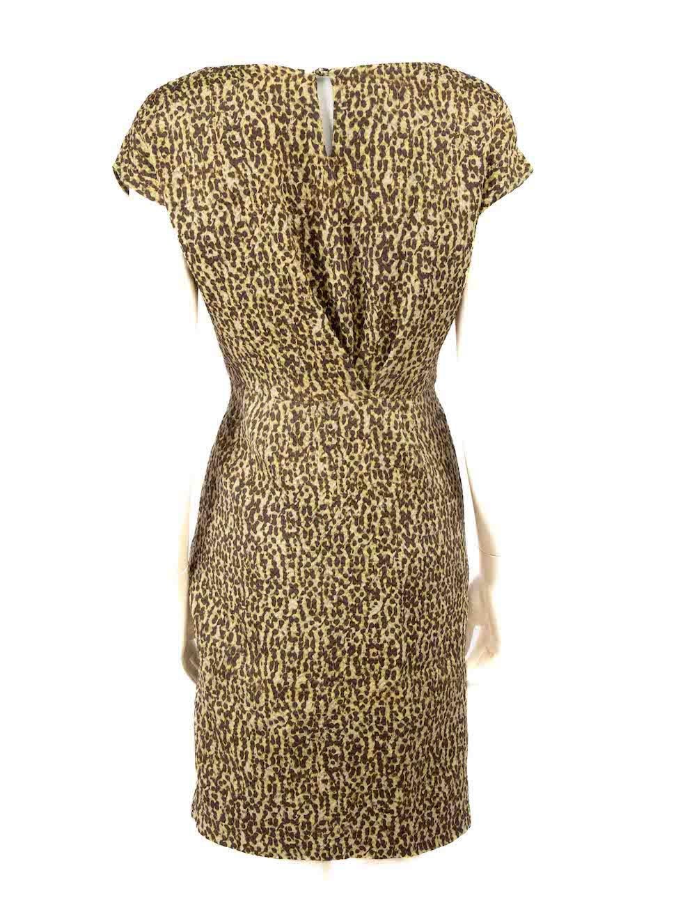 Carolina Herrera Leopard Wool Knee Length Dress Size S In Good Condition For Sale In London, GB