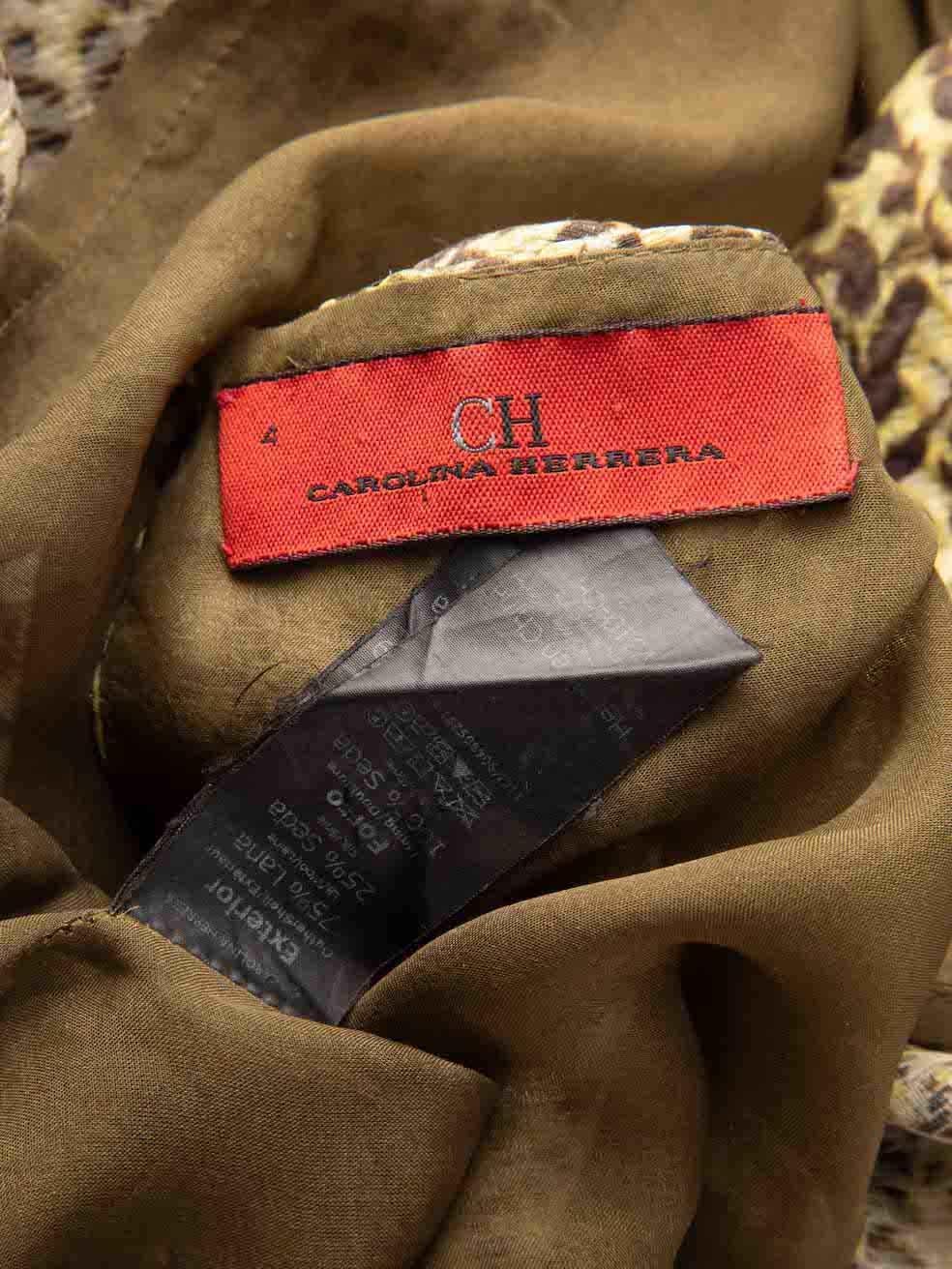 Carolina Herrera Leopard Wool Knee Length Dress Size S For Sale 2