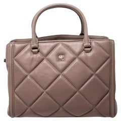 Carolina Herrera Light Brown Quilted Leather Tote