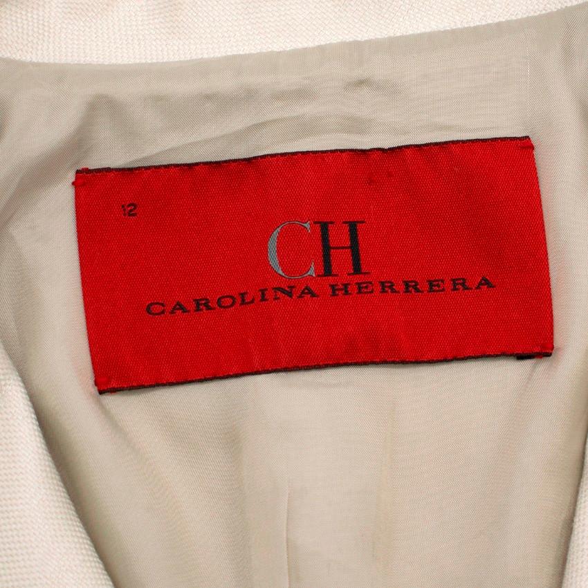 Beige Carolina Herrera Linen Blend Blazer Jacket UK 8