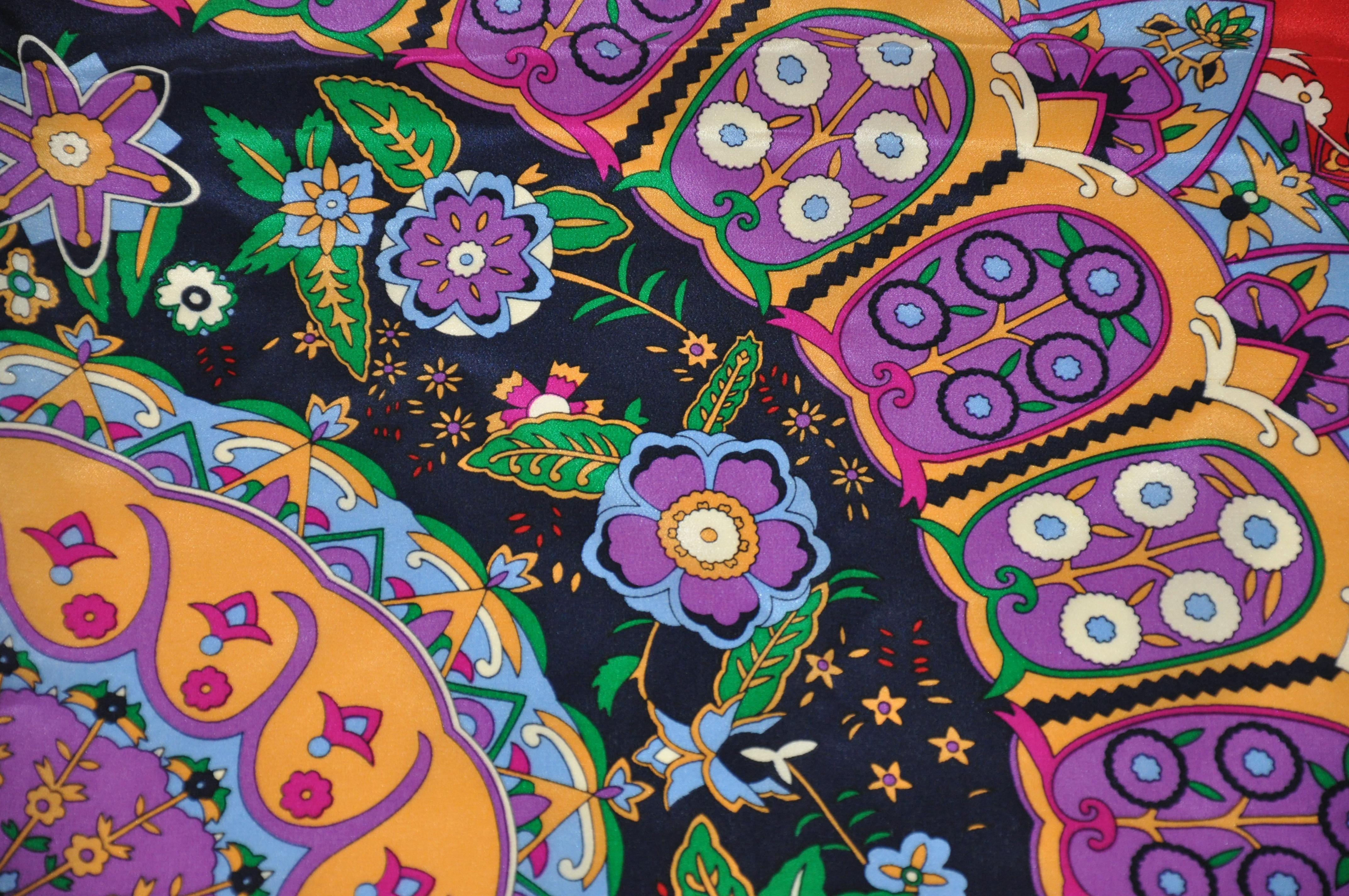 Carolina Herrera Majestic Vivid Multi-Color Seidenkrepp di Chine Schal im Angebot 1