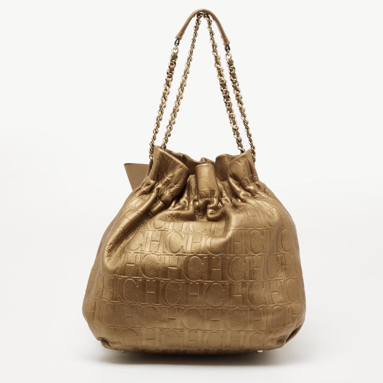Sac à Main Carolina Herrera En Cuir Véritable Vert - Occasion En Excellent état