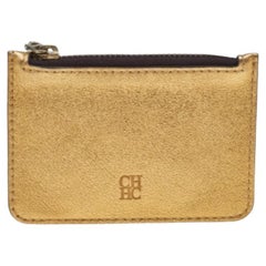 Used Carolina Herrera Metallic Gold Leather Coin Purse