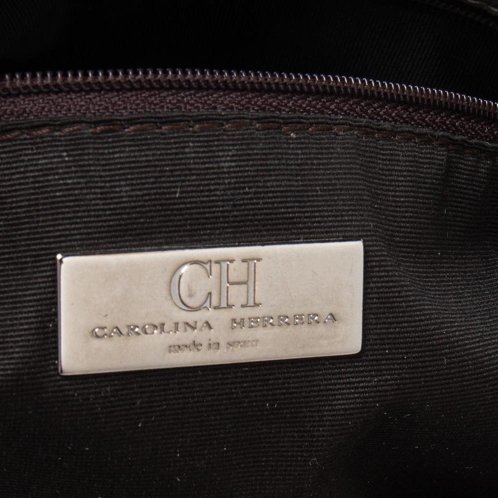 Carolina Herrera Bolso Audrey de piel con monograma gris metalizado 2