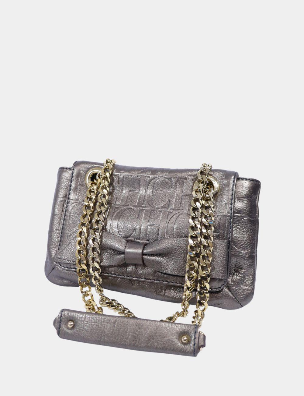 Gray Carolina Herrera Metallic Shoulder Bag