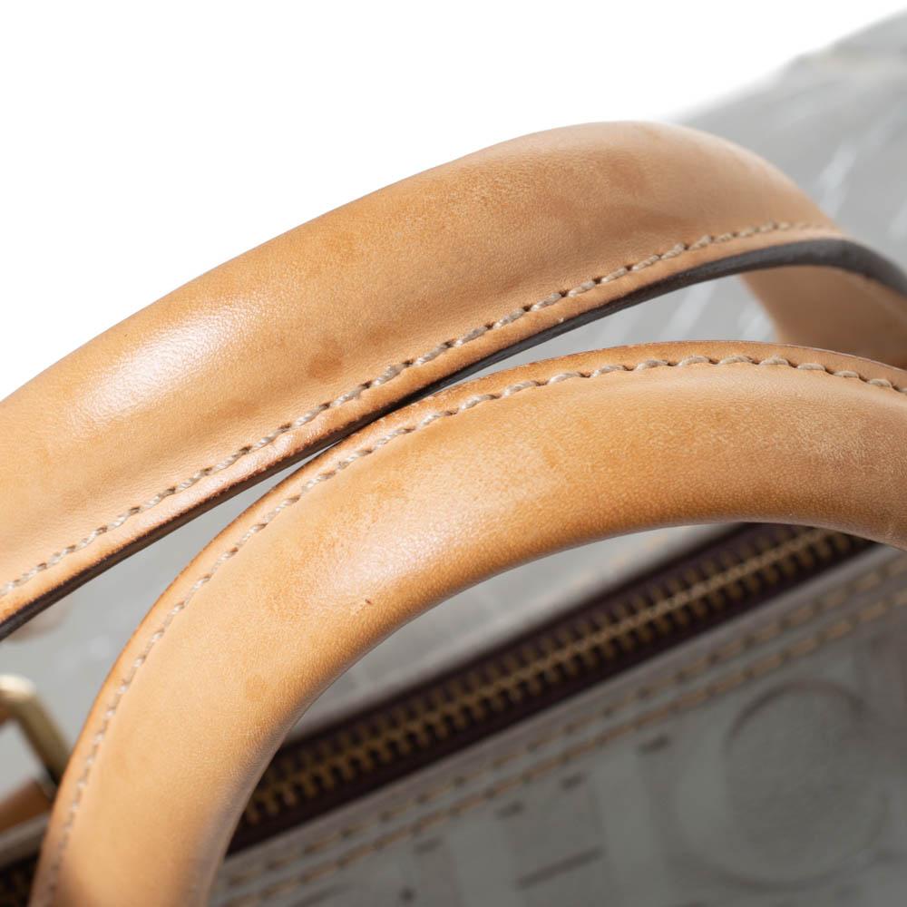 Carolina Herrera Metallic Silber Monogramm Geprägtes Leder Andy Boston Tasche 6