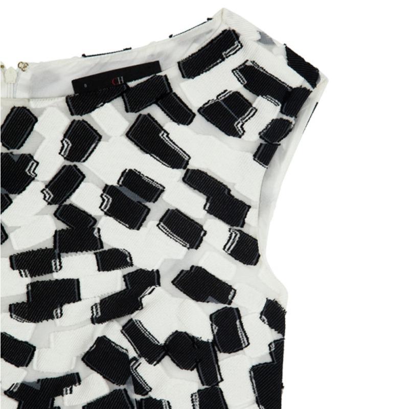 Women's Carolina Herrera Monochrome Drop Waist Dress Size L