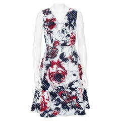 Carolina Herrera Multicolor Abstract Printed Textured Sleeveless Midi Dress M