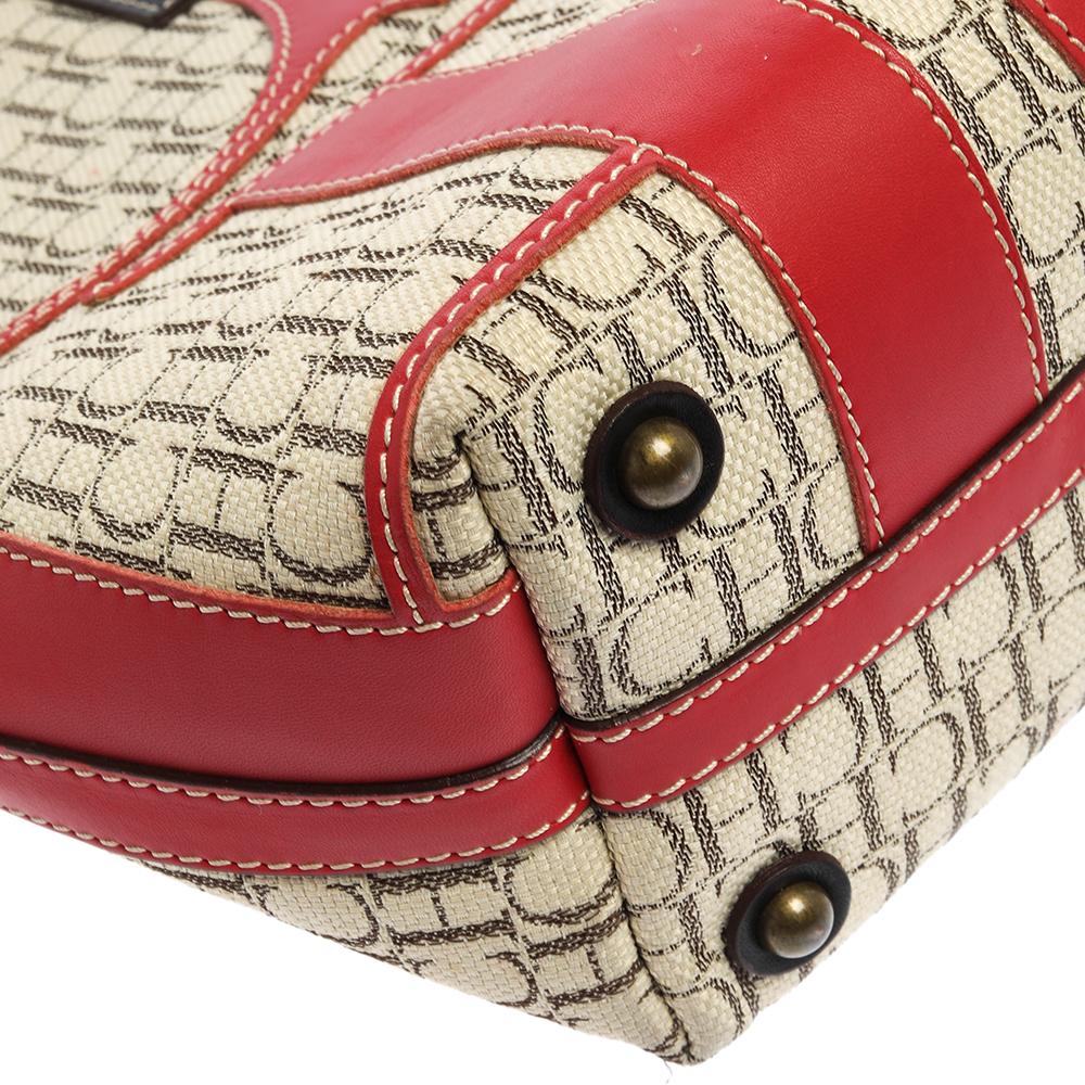 Carolina Herrera Mehrfarbige Shopper-Tasche aus Canvas und Leder mit Monogramm 4