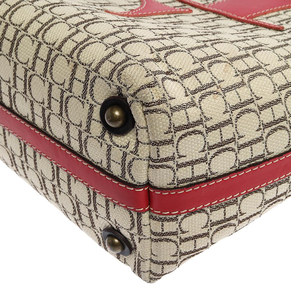 Carolina Herrera Mehrfarbige Shopper-Tasche aus Canvas und Leder mit Monogramm 5