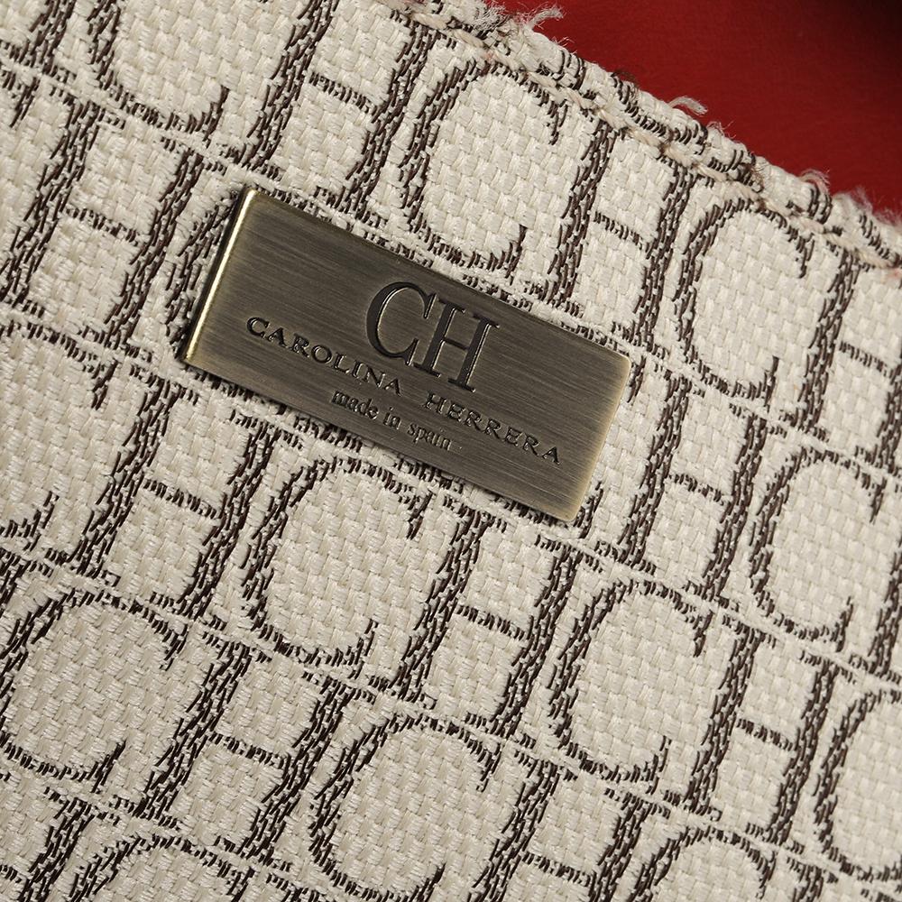 Carolina Herrera Mehrfarbige Shopper-Tasche aus Canvas und Leder mit Monogramm 6