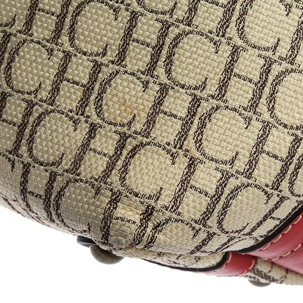 Carolina Herrera Mehrfarbige Shopper-Tasche aus Canvas und Leder mit Monogramm Damen