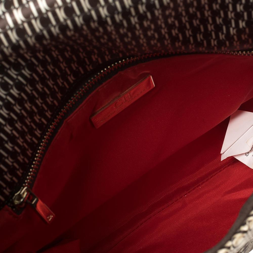 Carolina Herrera Multicolor Monogram Satin and Leather Top Handle Bag 4