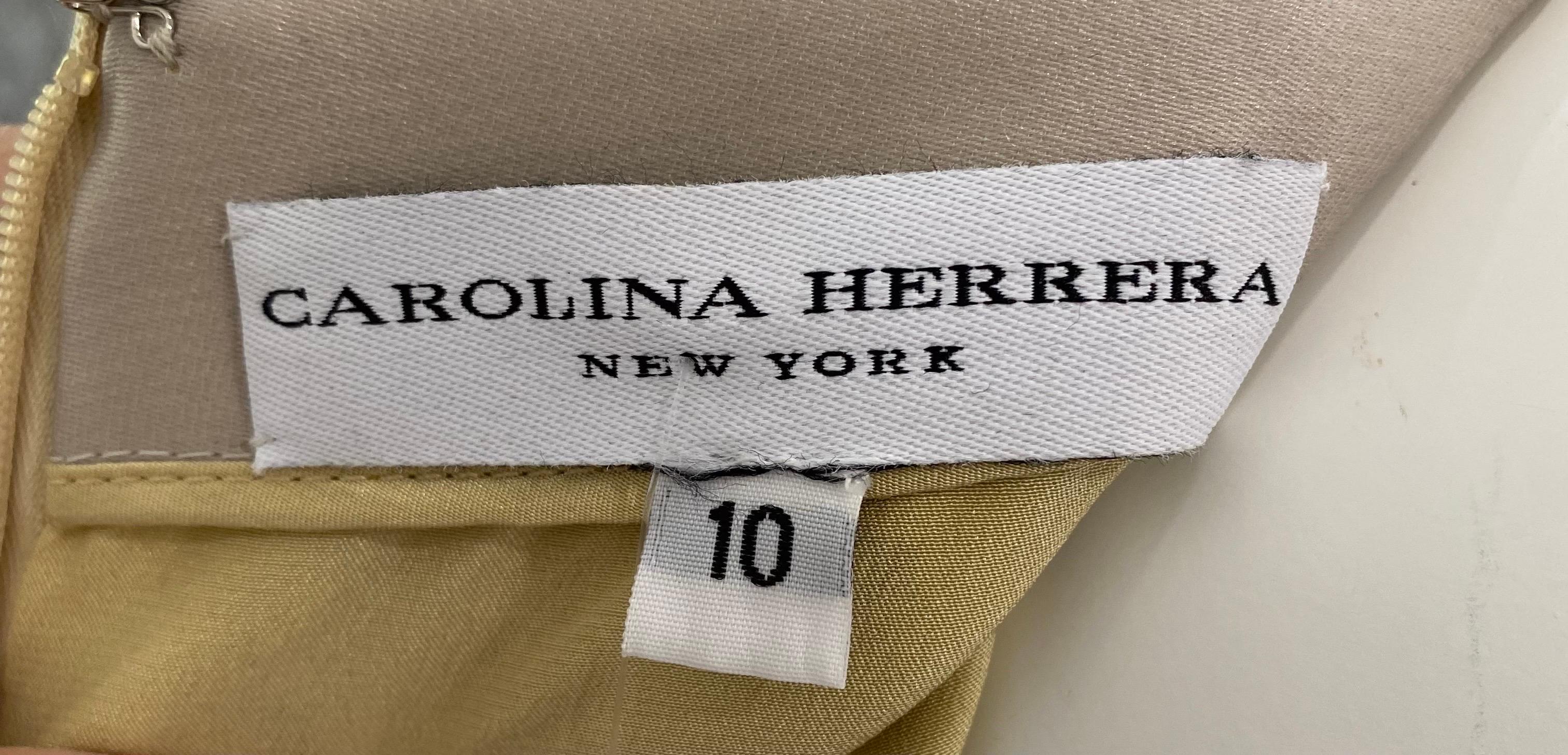 Carolina Herrera Mustard Beaded Silk Sleeveless Dress with Jacket- Sz 10 7