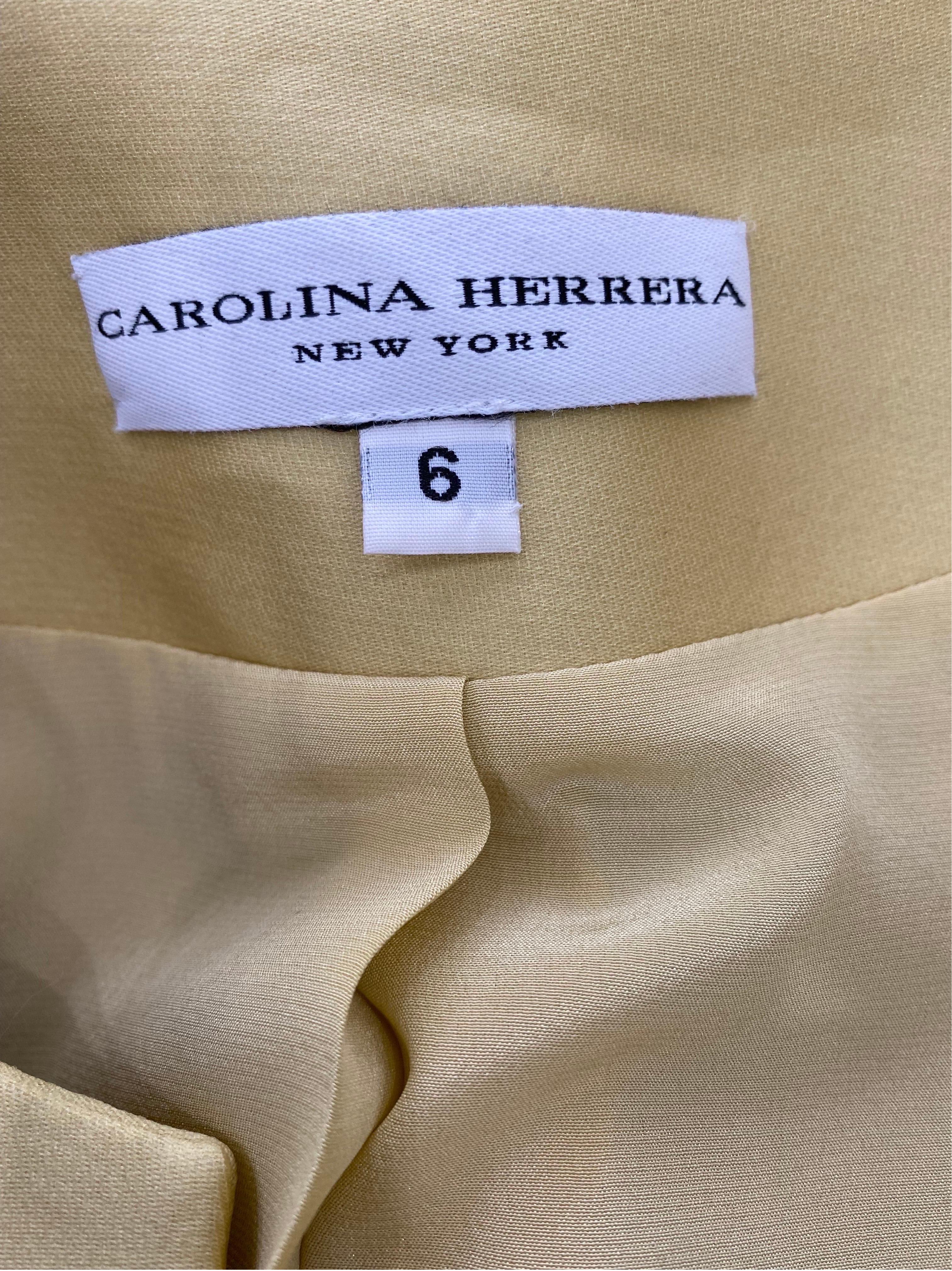 Carolina Herrera Mustard Beaded Silk Sleeveless Dress with Jacket- Sz 10 8