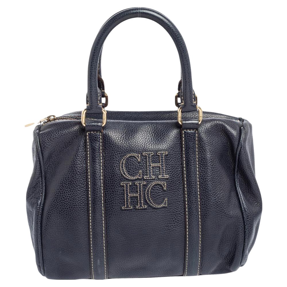Carolina Herrera Borsa Andy Boston in pelle blu navy