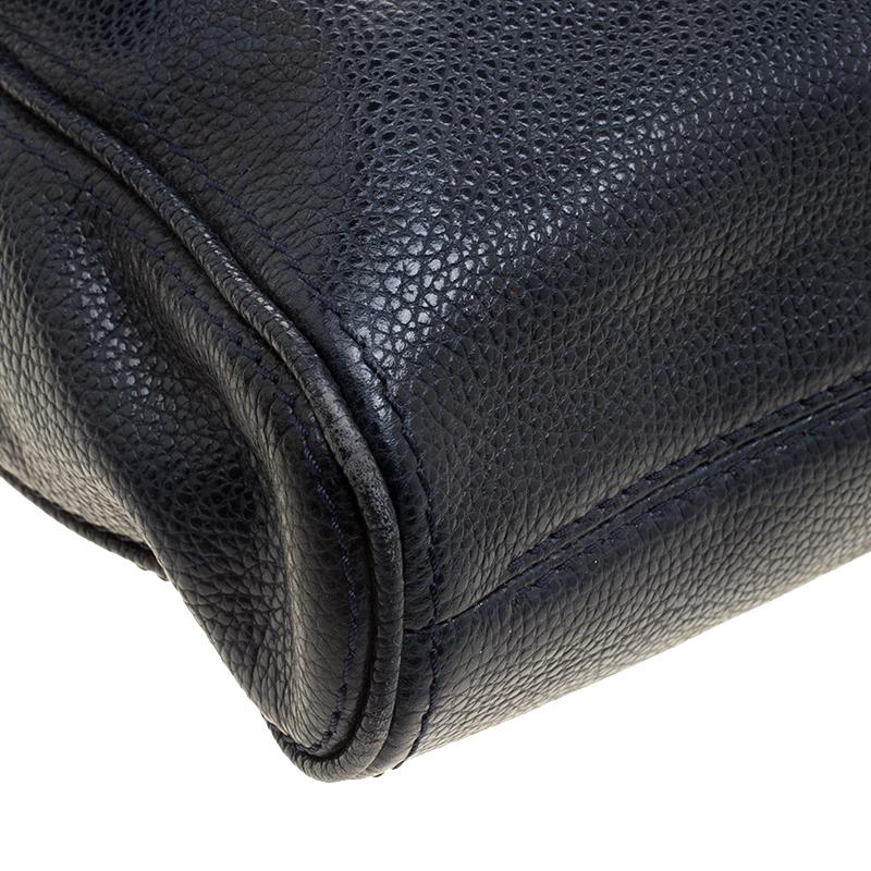 Carolina Herrera Navy Blue Leather Flap Shoulder Bag 2