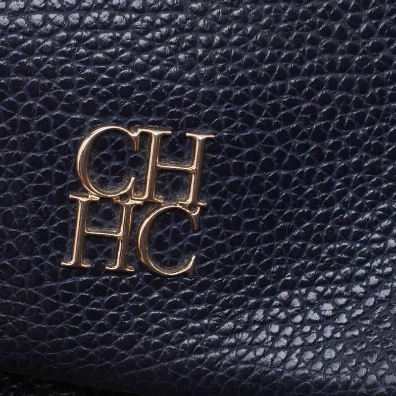 Carolina Herrera Navy Blue Leather Flap Shoulder Bag 3