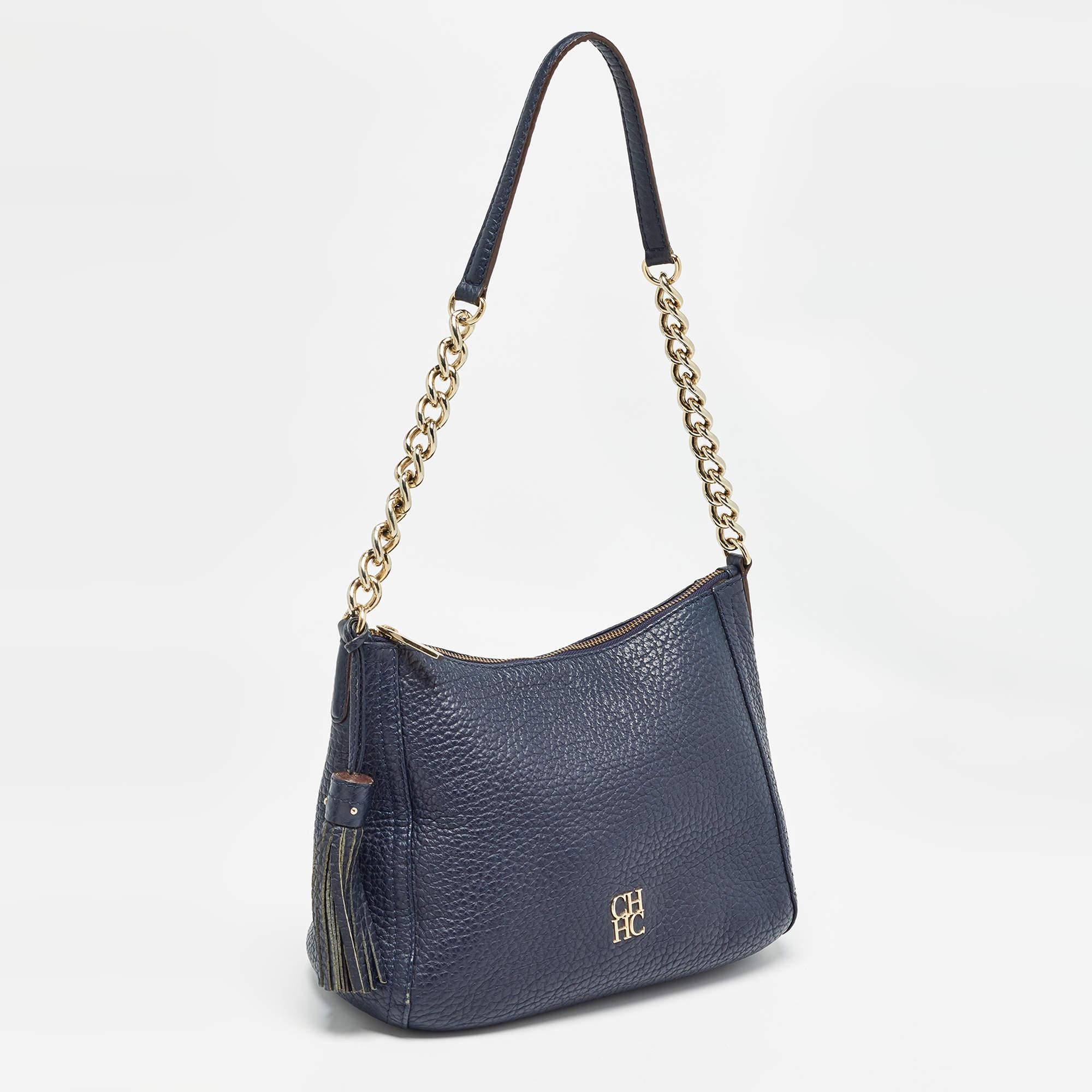 Carolina Herrera Hobo de borlas Maria de piel azul marino Negro en venta