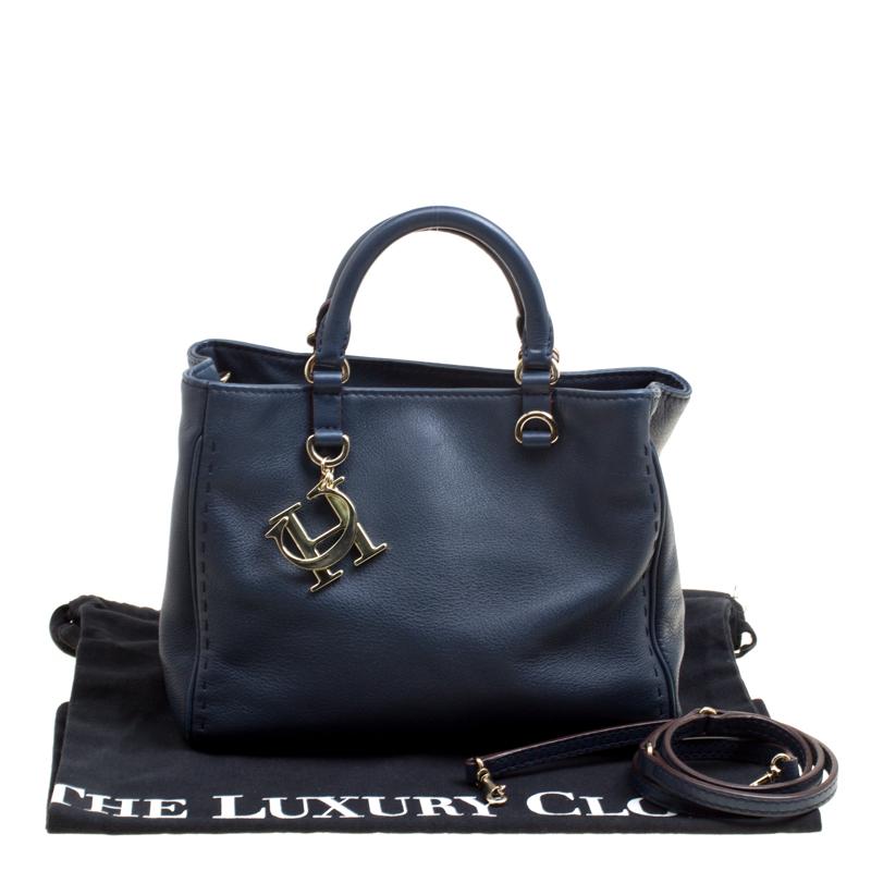 Carolina Herrera Navy Blue Leather Top Handle Bag 6