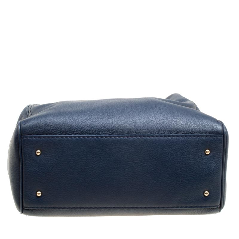 Women's Carolina Herrera Navy Blue Leather Top Handle Bag