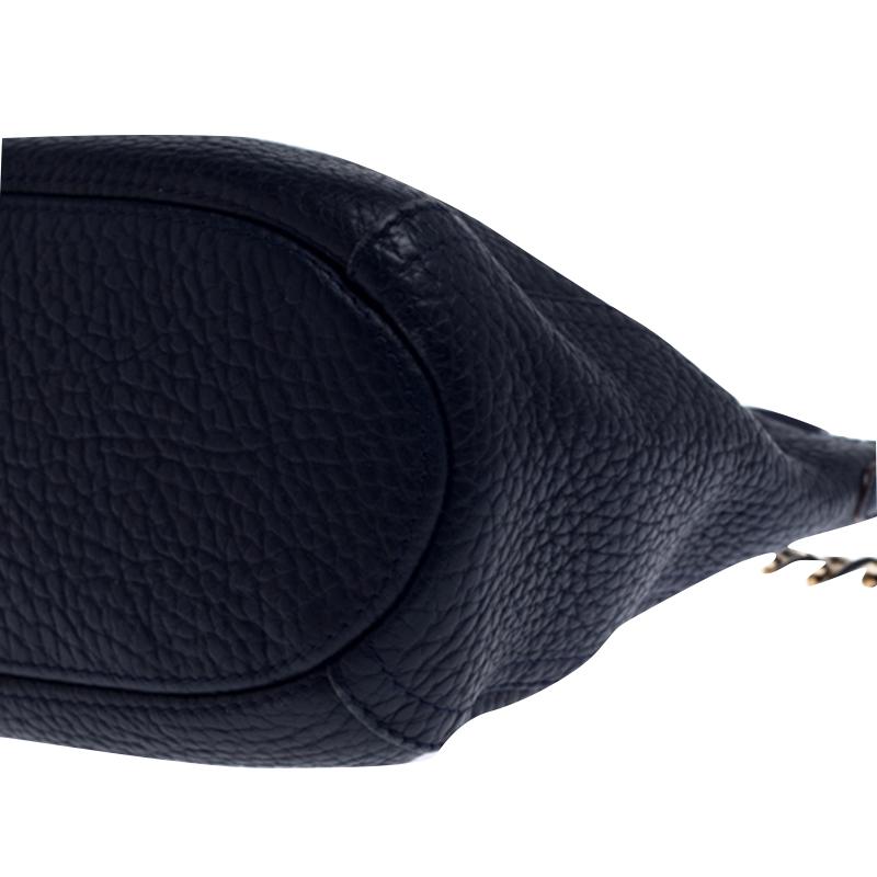 Carolina Herrera Navy Blue Pebbled Leather Maria Shoulder Bag 3